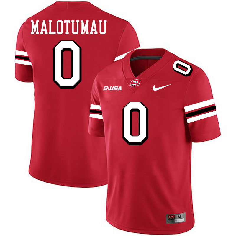 Mackavelli Malotumau WKU Jersey, Western Kentucky Hilltoppers #0 Mackavelli Malotumau Jersey Youth-Red